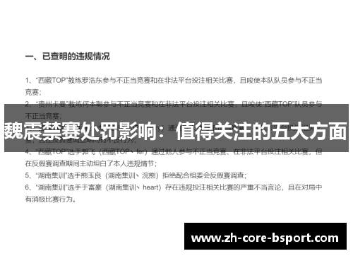 魏震禁赛处罚影响:值得关注的五大方面 魏震禁赛处罚影响:值得关注的五大方面